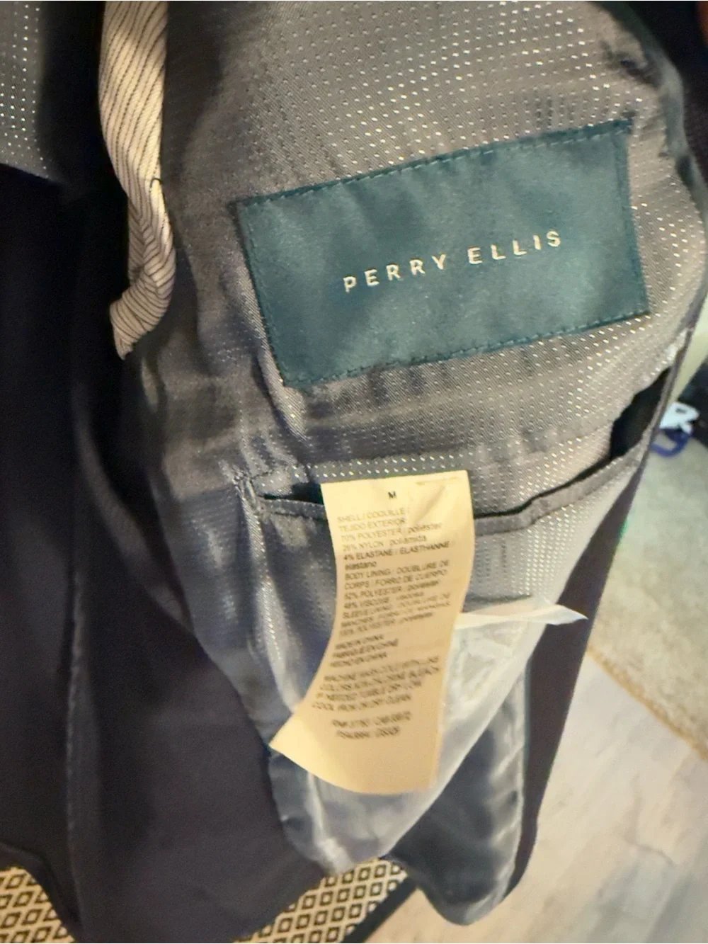 Perry Ellis Dark Navy Single-Button Sport Coat